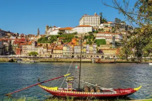 Wine: Rabelo boats on the Douro River, Porto, Portugal. (Editorial