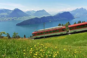 Rigi: Rack railway to the Rigi, behind Lake Lucerne with