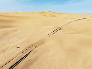 Track: Rails covered with sand in the southern Namib Desert