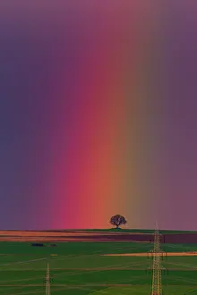 Rainbows: Rainbow, appearing over arable land, Lower Saxony, Germany