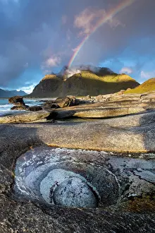 Prismatic: Rainbow over Bergen at the beach of Uttakleiv, Vestv gcya