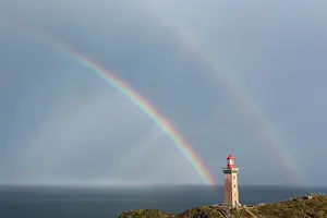 Lines: Rainbow over the Cap Bsar lighthouse, Pyrsnses-O