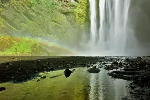 Falling: Rainbow and Skogafoss Waterfall, Iceland