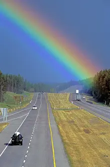 Rainbows: Rainbow over Transcanada Highway between Banff