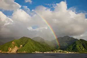 Dominica: Rainbow over the tropical Caribbean island
