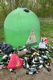 Eco Friendly: Recycling Bin - with dumped glass bottles
