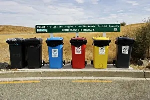 Dustbin: Recycling - colourful recycling bins at visitor centre