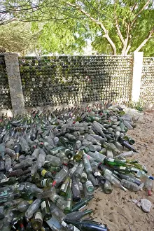 Evironment: Recycling - wall built out of wine bottles
