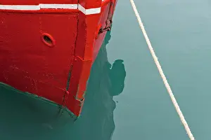 Narsarsuaq: Red boat on the ocean, Narsarsuaq, Greenland