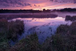 Nijmegen: Red of dawn with mist over a fen