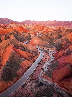 Minerals: Red sandstone mountains of different minerals, Zhangye
