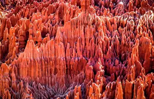 Graphic: Red Tsingy. Typical landscape. Madagascar