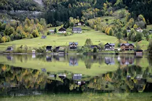Upper: Reflection at Grundlsee, colourful trees at the