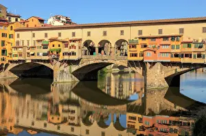 Tuscany: Reflection of the Ponte Vecchio in the Arno, Florence