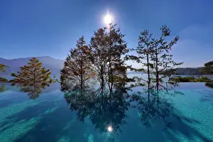 250119: Reflection of trees at Sun Moon Lake, Yuchi Township