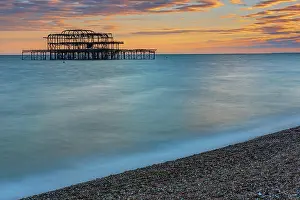 Pier: The remains of the West Pier in Brighton, Englan