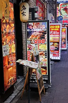Signs: Restaurant signs in Kabukicho in Shinjuku, Tokyo, Japan
