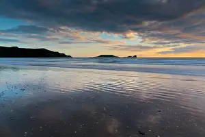Rhossili: Rhossili - beach at sunset