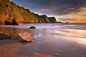 Rhossili: Rhossili - beach at sunset