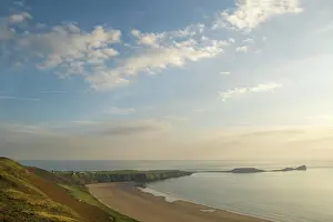 Clouded: Rhossili Beach, Worm's Head, Gower Peninsula, Wales