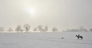 Intergalactic: Rider taking a promenade in the snowy countryside Ottenbach
