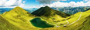 Artificial: Riezler Alpsee, an artificial lake, snow pond, f