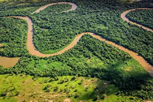 Pristine: Rio Aquidauana flows through jungle, Pantanal, Mato