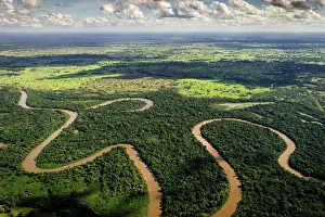 Pristine: Rio Aquidauana flows through jungle, Pantanal, Mato