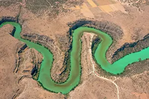 Castile: River Duraton in barren landscape, Castile Leon