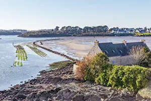 Bretagne: River Etel, Kergo with oyster farm