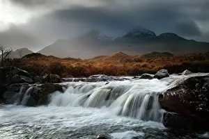 Cuillin: River Sligachan below the Red Cuillin mountains - November