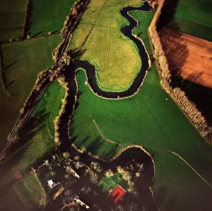 Downstream: RIVERS - aerial view downstream of the river Thames