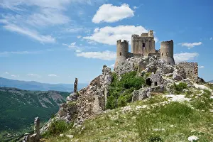 Sasso: Rocca Calascio castle ruins, near the mountain v