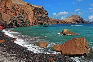 Portuguese: Rock bay, pebble beach, east coast, Atlantic Oce