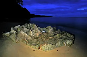 Masoala: Rock on the beach in the evening of Masoala National Park