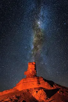 Galaxy: Rock formation at night with starry sky and Milky