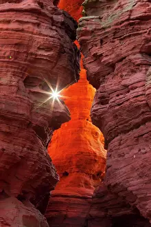 Reflex: Rock formation of sandstone at light incidence