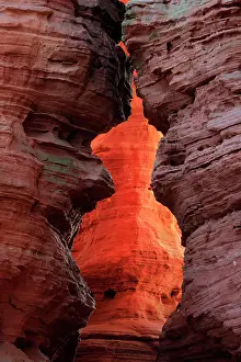 Washed: Rock formation of sandstone at light incidence
