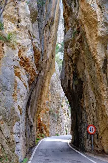 Balearic: Rock gate sa Bretxa, mountain road MA-2141, Sa Calobra