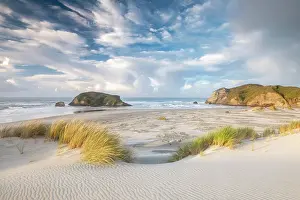 Tasman: Rock island on Wharariki beach, Wharariki Beach