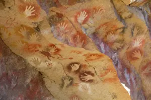 Hands: Rock paintings in Cave of the Hands near Perito Moreno in Ar