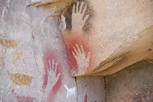 Hands: Rock paintings in Cave of the Hands near Perito Moreno in Ar