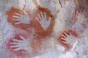 Hands: Rock paintings in Cave of the Hands near Perito Moreno in Ar