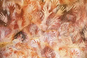 Hand: Rock paintings in Cave of the Hands near Perito Moreno in Ar