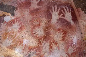Hand: Rock paintings in Cave of the Hands near Perito Moreno in Ar