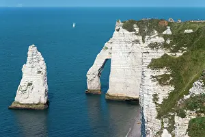 Upper: Rocky coast, cliffs, chalk cliffs, Porte d'Aval