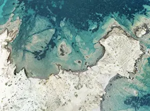 Cabo: Rocky coast detail. Aerial view. Drone shot. Nature
