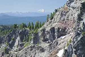 Firs: Rocky walls of the Caldera Surrounding Crater Lake