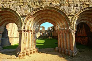 Arches: Romanesque arch of Fountains Abbey, North Yorkshire