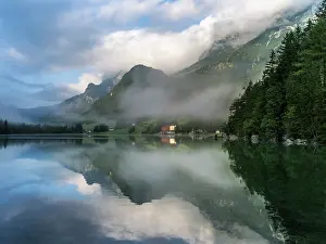 Hintersee: The romantic lake Hintersee, at morning